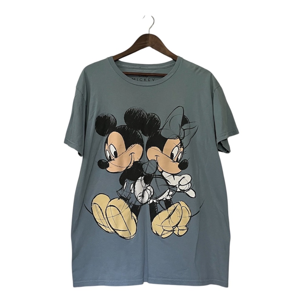Disney Mickey & Minnie Mouse T-shirt Blue Large Signature